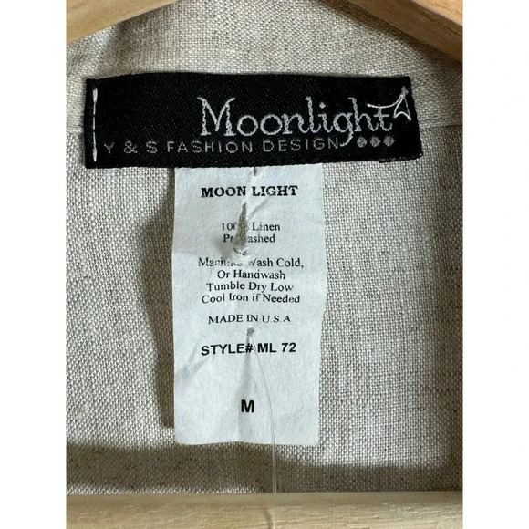 Moonlight Y & S Open front 100% Linen Cream Blazer Lagenlook made in USA Medium - Picture 4 of 11